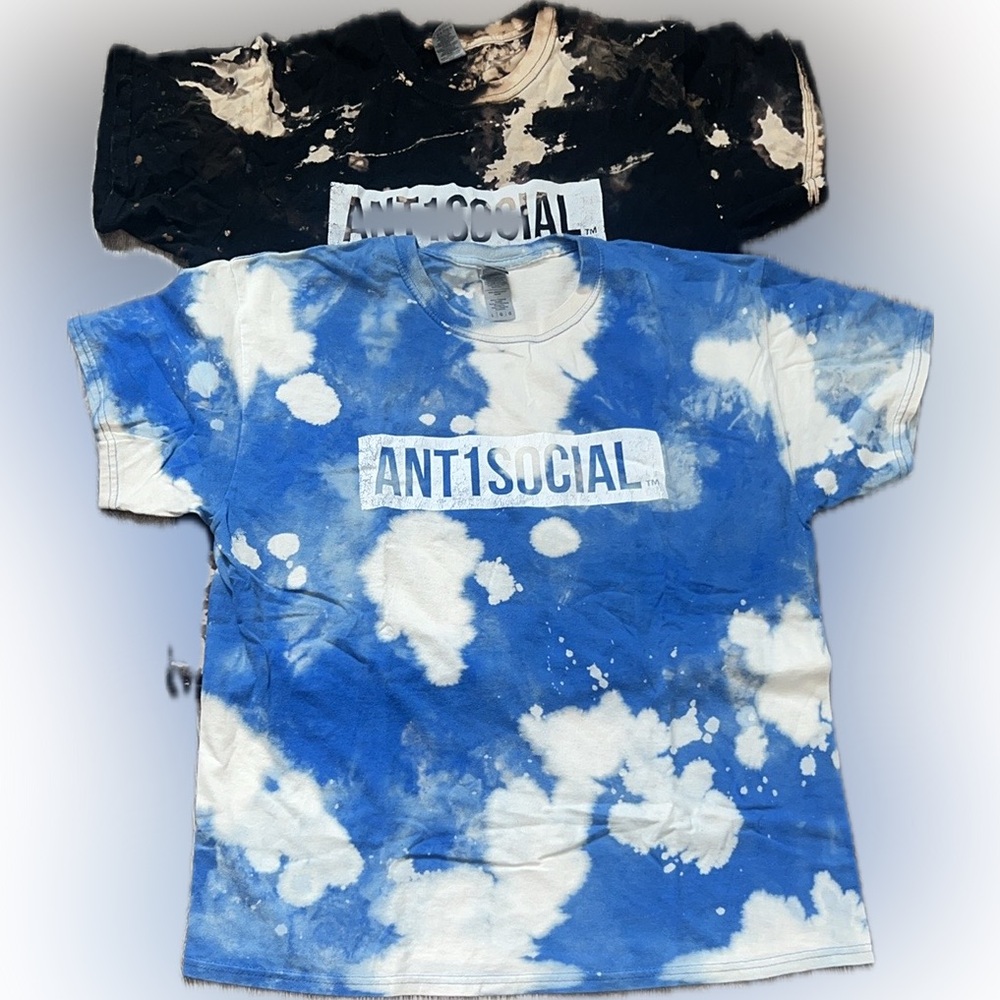Authentic Original Vintage Style Blue and Black Tye Dye Short Sleeve Tees